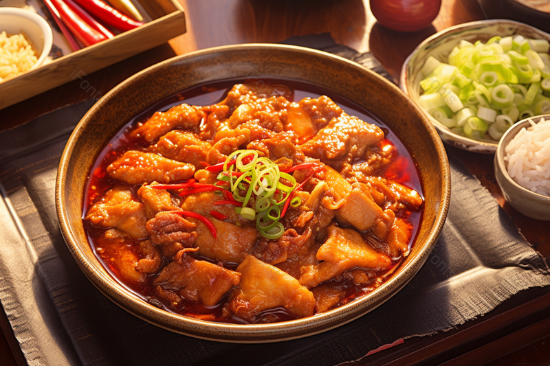 川菜麻辣水煮肉片桌子上香气喷喷的饭菜摄影真实,高清,摄影图,摄影图片,图片大全,摄影图免费下载